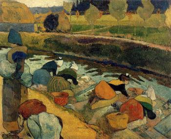 保羅 高更 Washerwomen at the Roubine du Roi, Arles